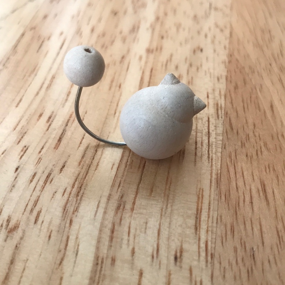 Aarikka Finland Wooden White Cat Brooch